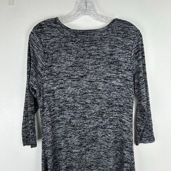 Soma 3/4 Sleeve Cowl Neck Maxi Dress Black Gray Side Slit Stretch Size Small - Picture 6 of 6